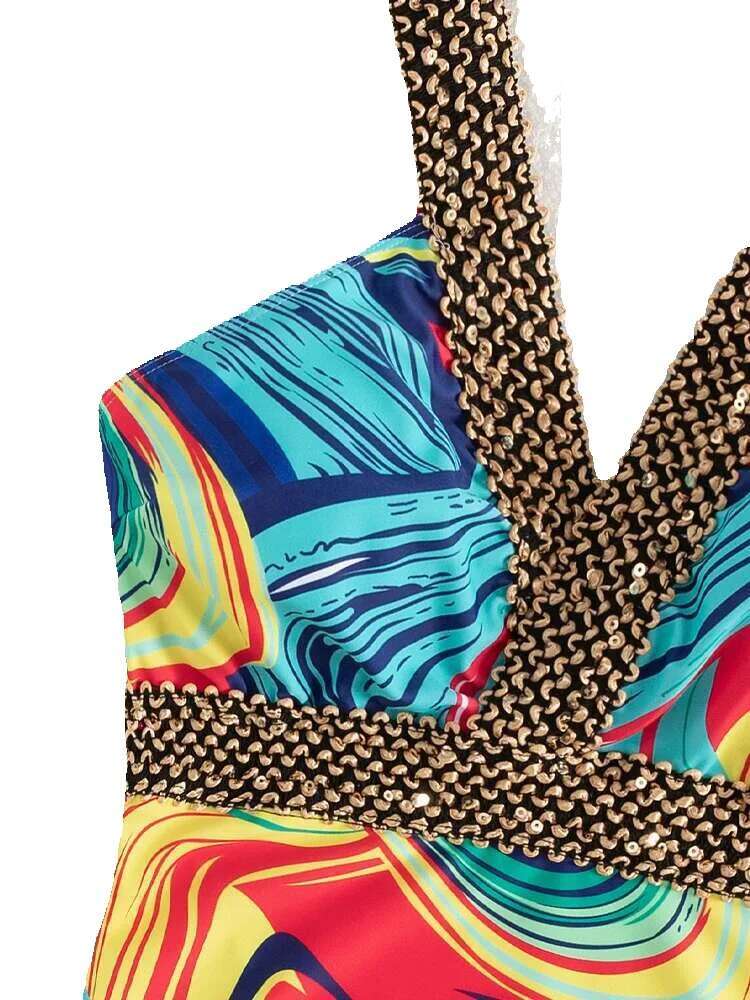 Vigoashely 2025 sexy printed strapless women's push up one-piece Monokini red back hollow summer swimsuit