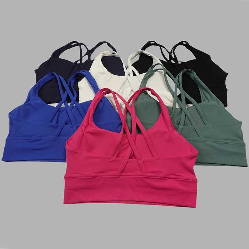 Soft cross back womens sports yoga bra tight and gathered high-strength shock-absorbing fitness running sports braXJ250410