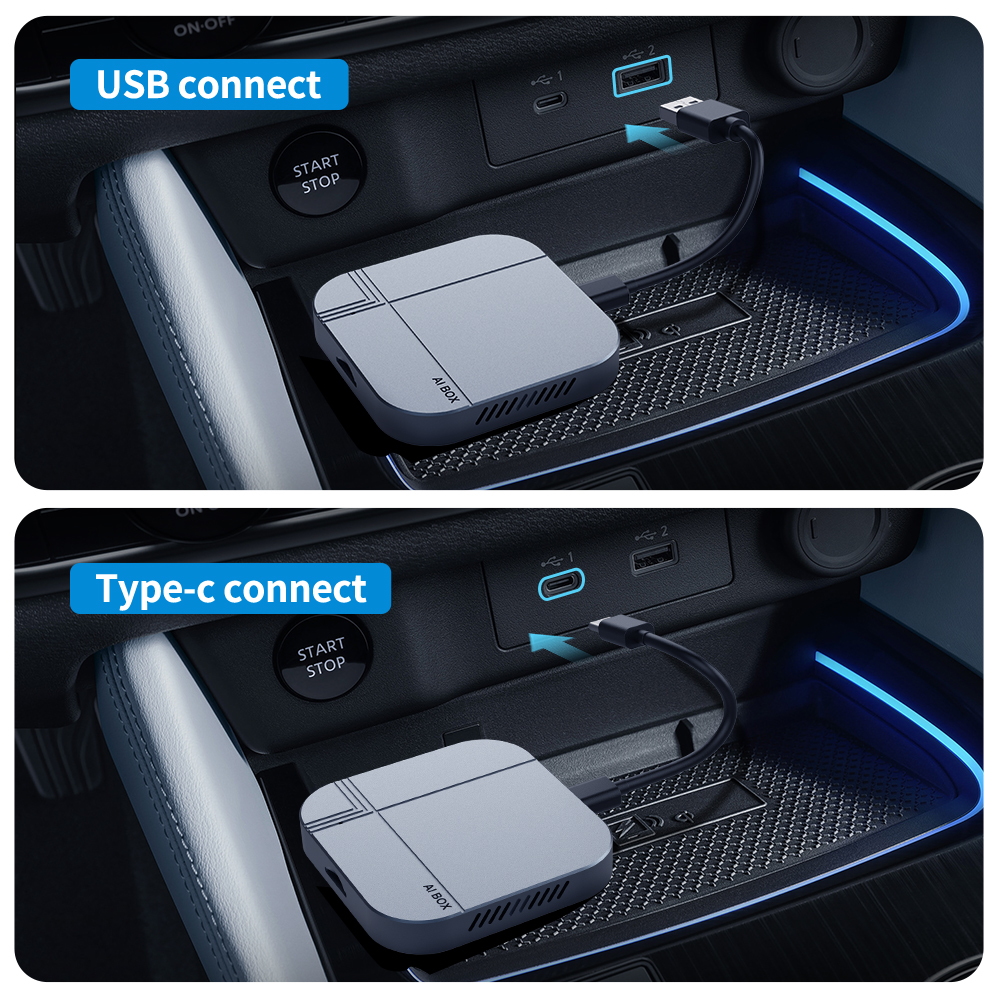 Kowankit 3in1 Wireless Carplay Android Auto AI Box,Plug & Play Fits Cars From IPhone IOS 10+ & Android 11+,Android 12 4+32GB 5G GPS WiFi HD,Support An