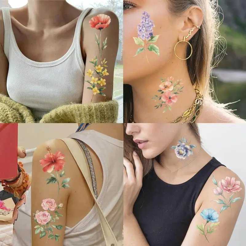 10 pieces/set of colorful temporary tattoo stickers waterproof sunflower bouquet artistic tattoo stickers decorative party gifts W250410