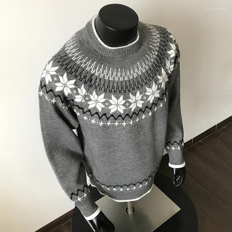 Men's Sweaters Vintage Icelandic Knit Sweater Male Autumn Winter Heavyweight Color Block Pattern Knitwear Christmas