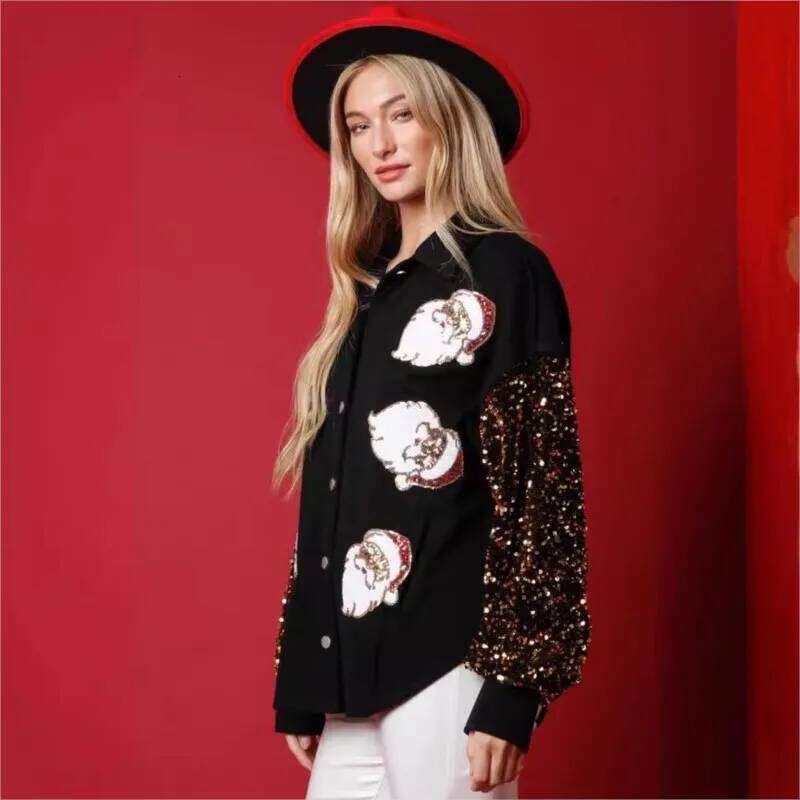 Christmas Outerwears Fall Clothes Coat Winter Clothing Woman Pulls Femmes Sequin Long Sleeves Fashion Casual Commuting Homewear Designer Sweater Women