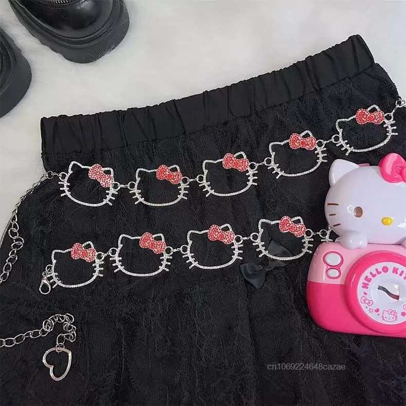 Cute waist chain luxury diamond set metal chain belt Korean version Y2K new version X250410