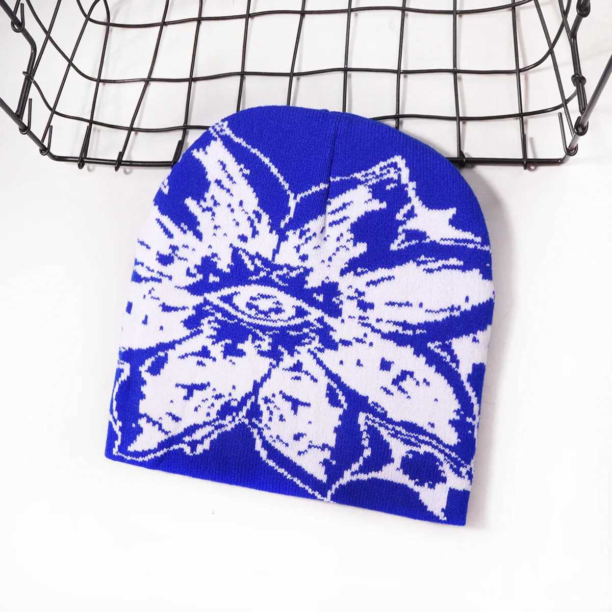 1PCS personalized trend large patterned jacquard knitted hat street outdoor sports skullcap unisex beanieXJ251110