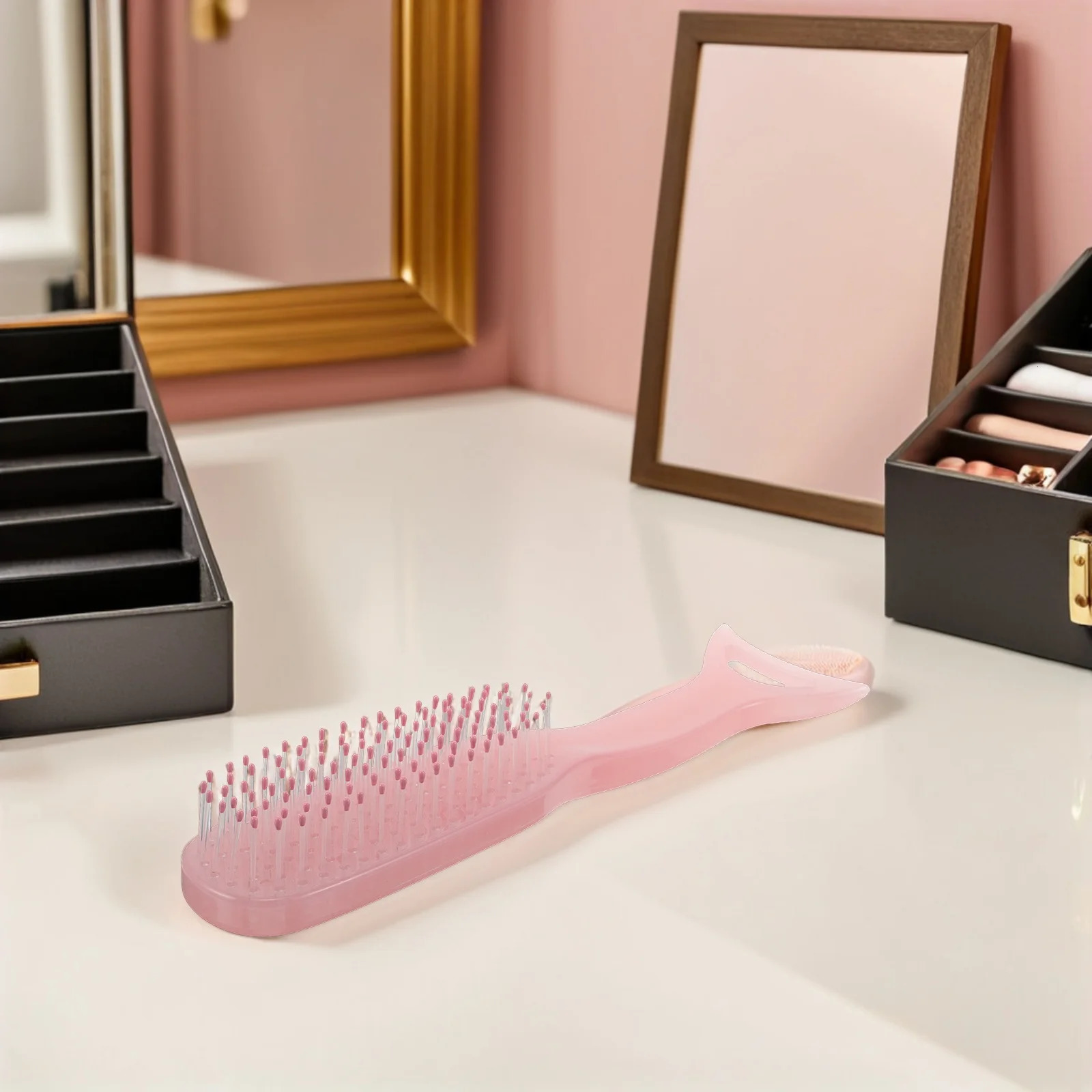 Mermaid Hair Comb Pink Nylon Bristles Anti-Static Detangler Massage Scalp Brush Hair Styling Tool Women Massage Comb 251107