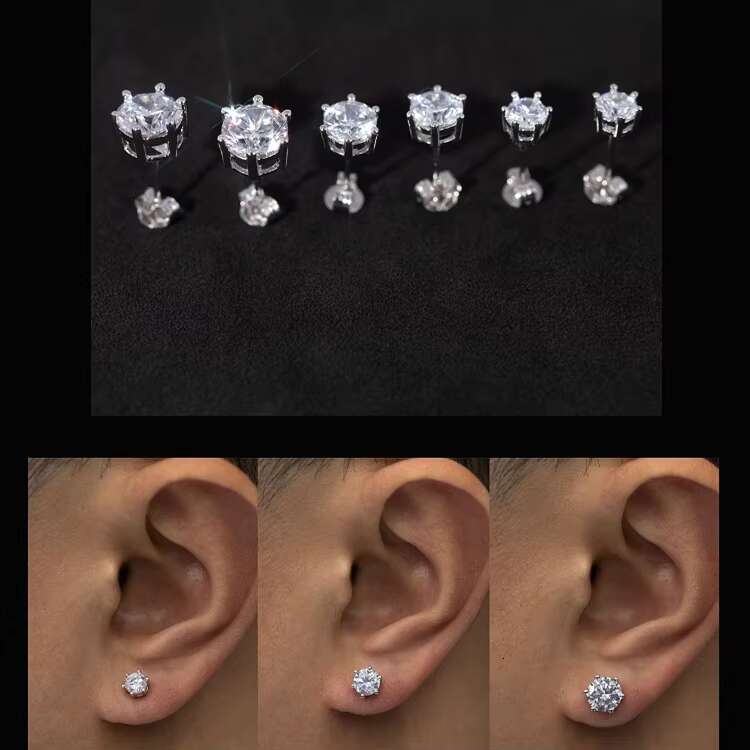 Customized Hot Sale High Quality 14k 18k Solid Gold Sterling Silver with VVS 0.3ct Moissanite Diamond Earring for Fashion Lady