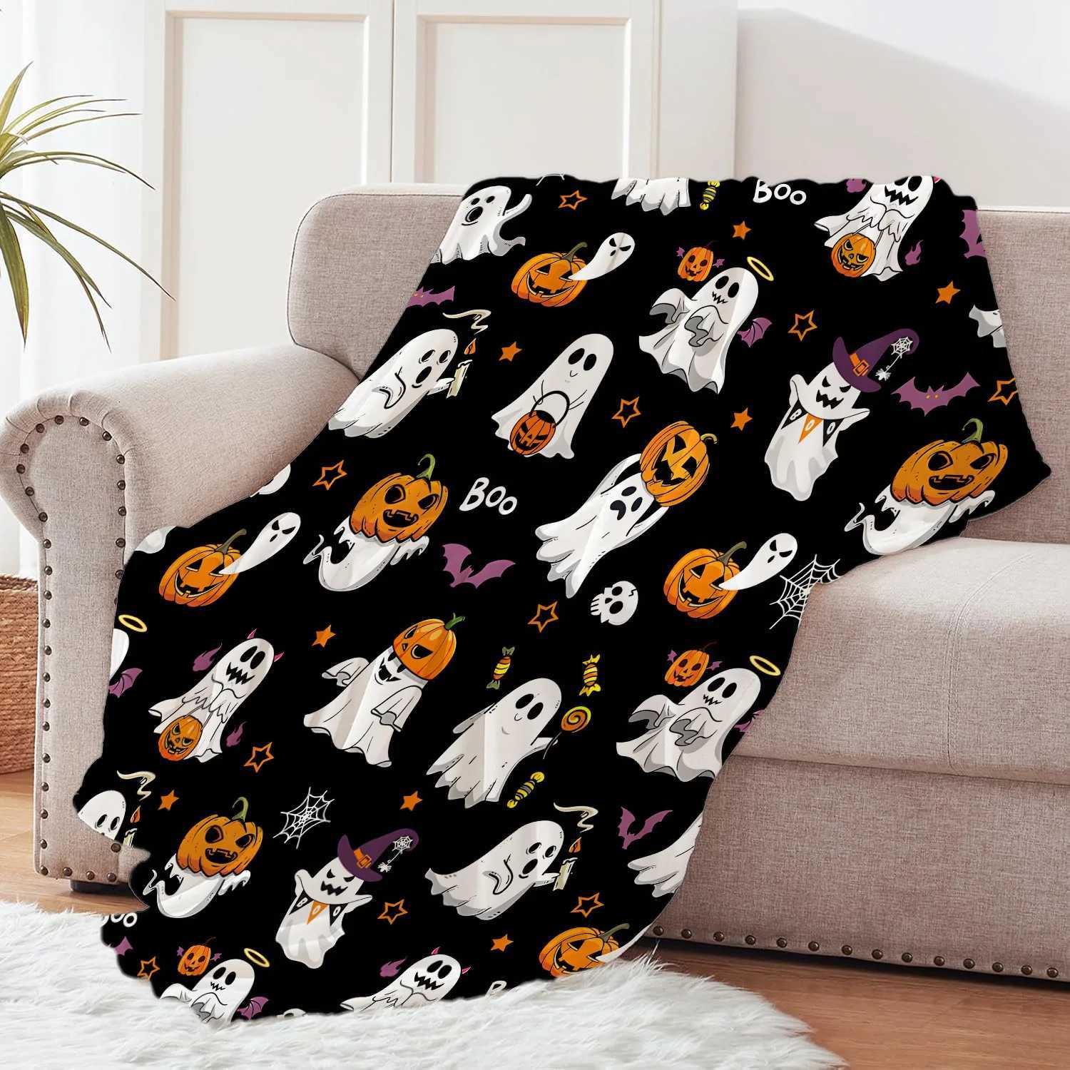Halloween Creative Throw Blanket Flannel Print Blanket Super Soft Cozy Sofa Nap Blanket Home Blanket Perfect Home Gift for HerW251107