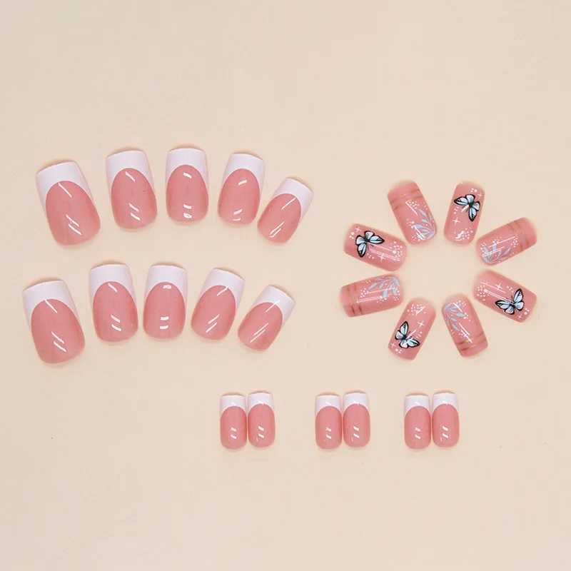 24 pieces of short French minimum butterfly strips with jelly and nail files W250410