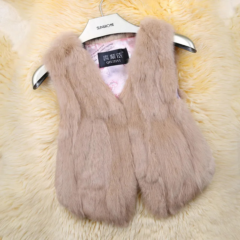 Women Real Genuine Rabbit Fur Vest Fashion 100 Gilet Lady Short Sleeveless Coat 251110