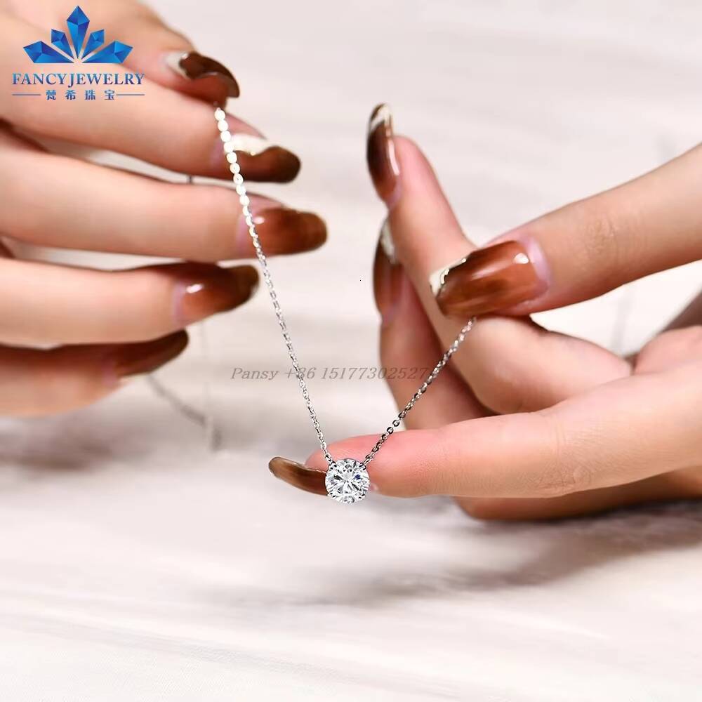 2CT 8mm D Color Round Moissanite Pendant Wedding Jewelry Sparkling 100 925 Sterling Silver Pendant Necklace for Women