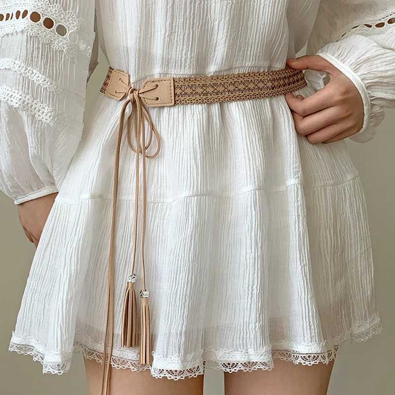 Vintage Bohen long tassel woven belt suitable for women to weave hemp ropes tie belts dresses decorative bands X250410