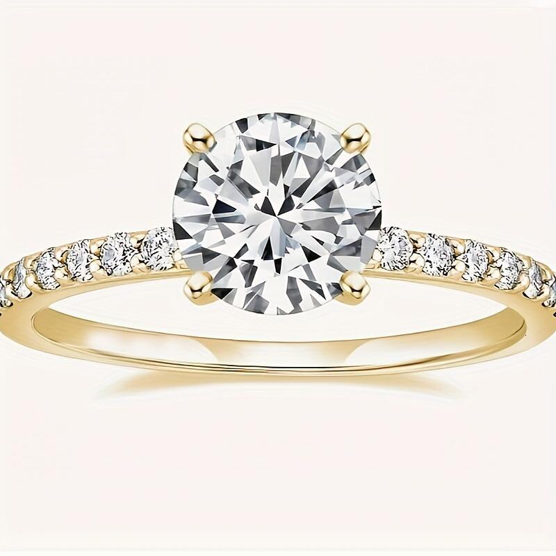 Sterg Sier 1.25ct Round Solitaire Cubic Zirconia Engagement Halo Promise Ring Sizes 3-13