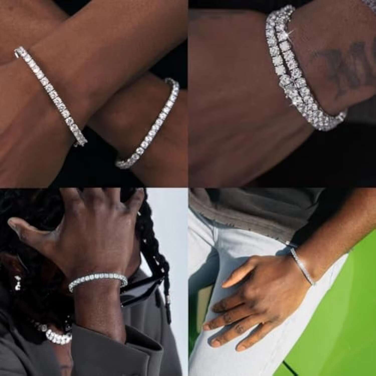 Custom Hiphop Moissanite Tennis Bracelet 925 Silver 18K White Gold Plated Womens Moissanite Tennis Chain