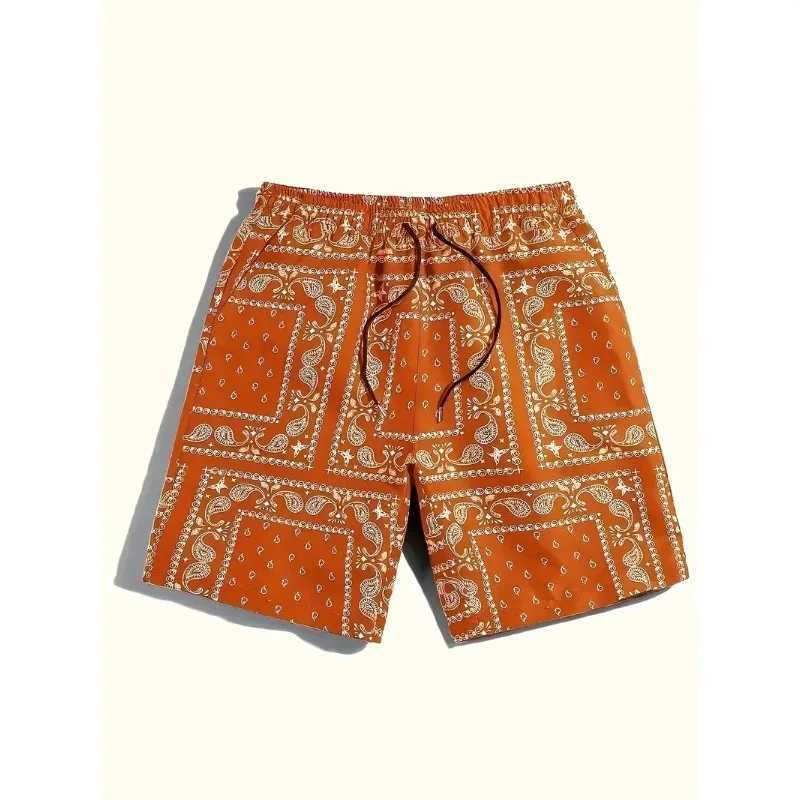 Mens Bohemian Waist Shorts Paisley Printed Summer Beach Shorts High Quality Mens Plus Size Sports Shorts X250410