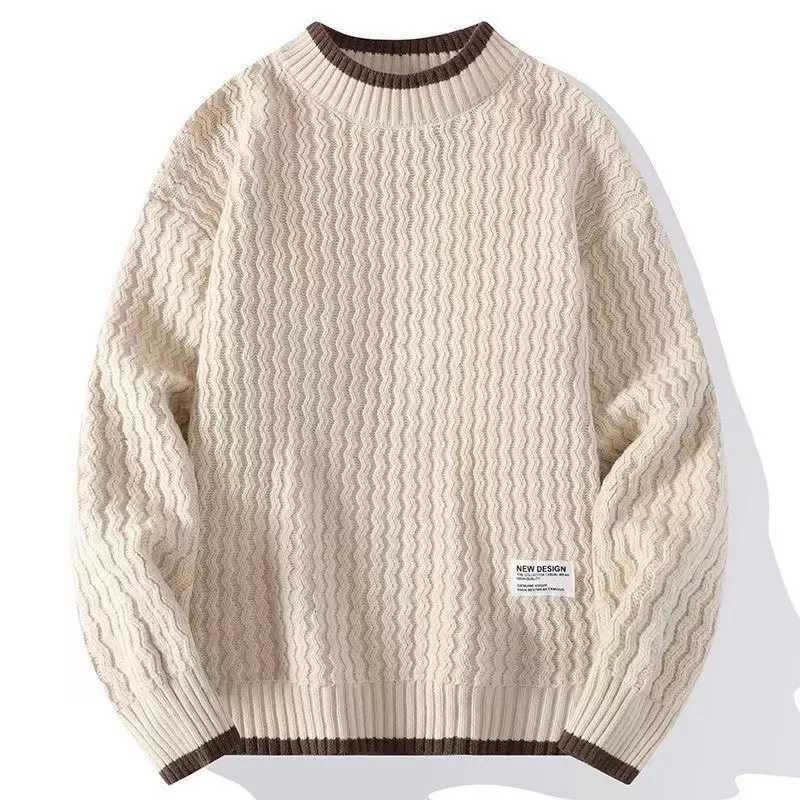 Fashion Mens Autumn Winter Knitted Sweater round Neck Loose Warm Solid Color Base Layer Top Coat Casual Fashion Outerwear Y251110