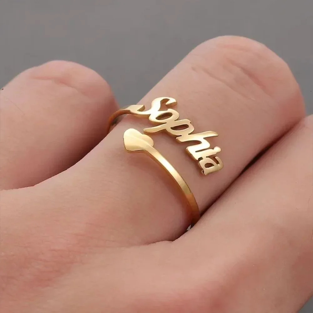 Customized Name Love Ring Personalized Stainless Steel Heart Couple Ring Women Jewelry Valentines Day Gift Anillos Mujer 250409