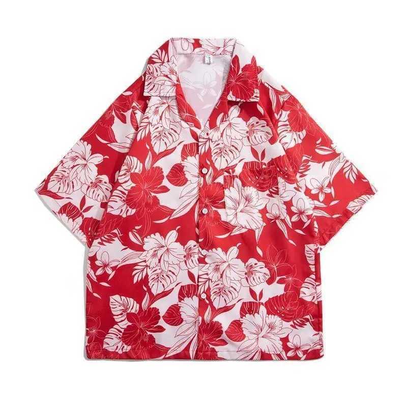 Mens short sleeved shirt Hawaii floral print summer shirt large casual clothing street fashion city clothing men X250410