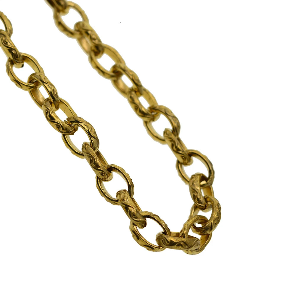 Viking Punk Cyclist Thin Solid Brass 9mm Thick Itlay Cuban Link Pattern Necklace Wallet Jeans Tether Pocket Watch Chain DIY 250410