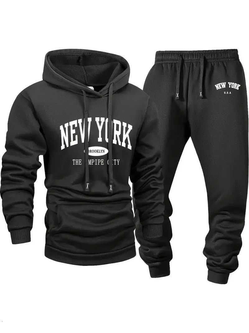 Soft Comfortable Fabric Mens Sportswear Set Fashionable Street Style City Print Autumn Winter Outdoor Fitness Jogging tracksuit W251110