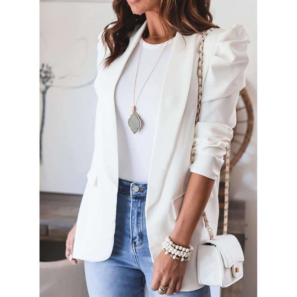 2022 Independent Station Wish Amazon Hot Item Autumn Winter New Solid Color Long Sleeve Lapel Blazer Women's Fashion