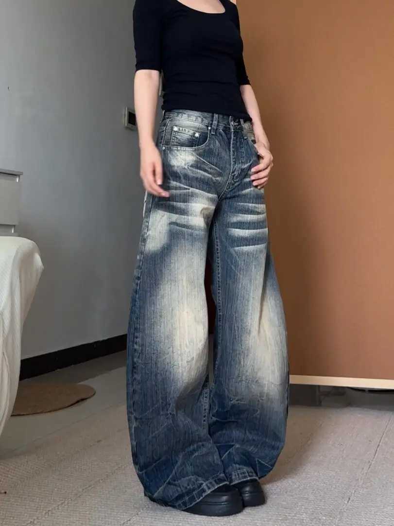 American High Street Wide Leg Jeans Trendy and Fashionable High Waisted Wide Leg Jeans Harajuku Style Hip Hop Y2k Trousers C251110