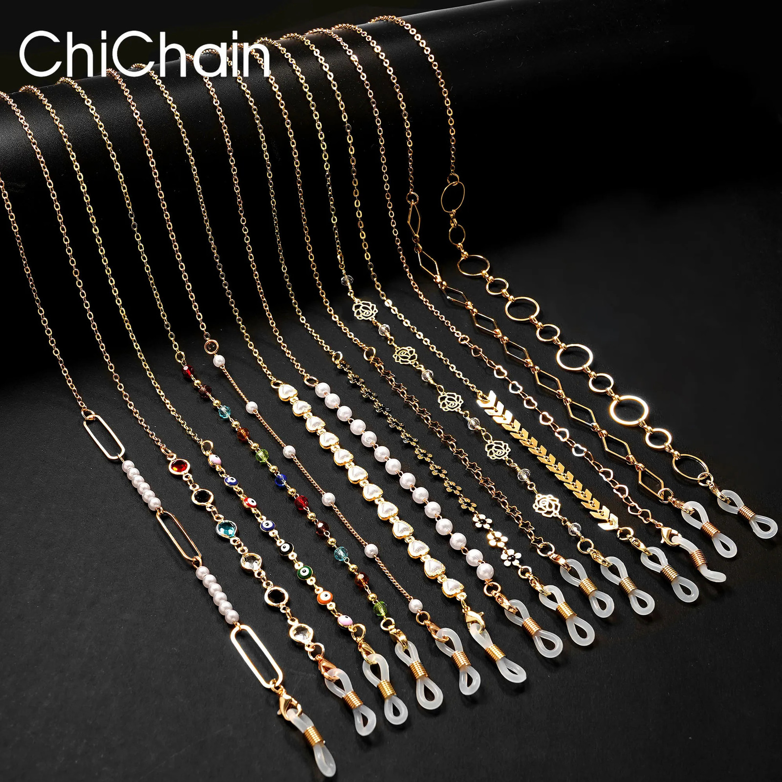 Womens Sunglasses Mask Chain Acrylic Pearl Crystal Glasses Glass Hanging Rope Fashion Jewelry Wholesale 250410