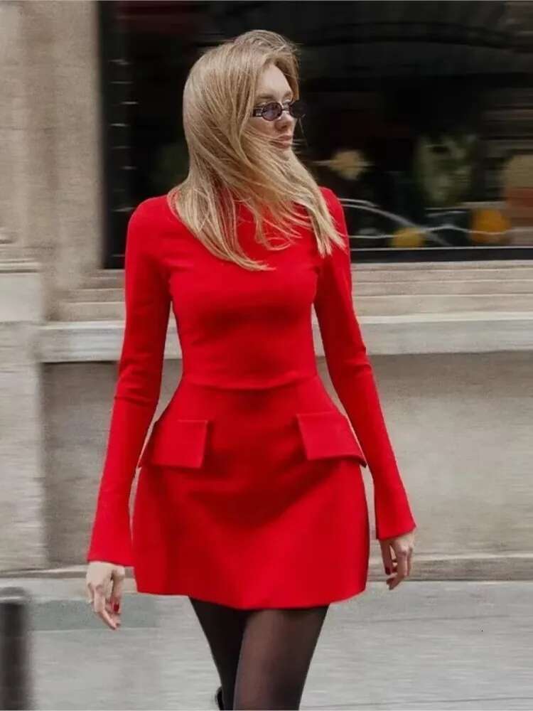 Elegant Long Sleeve Half Turtleneck Dress Women Sexy Autumn Spring Hip Package Skirts For Female 2024 Newest Slim Party Dresses