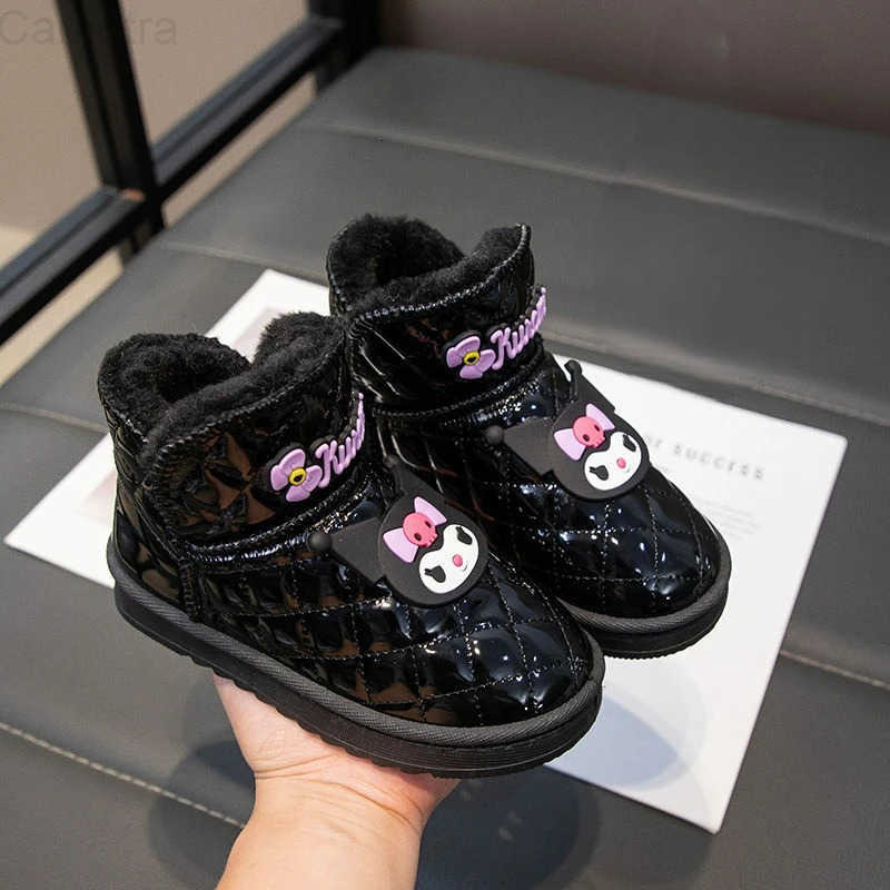 Sanrio KidsCasual Shoes Boots Cartoon PU Leather Winter Outdoor Sports Shoes For Girls Keep Warm Anti-slip Black Pink Size 26-37 H251110