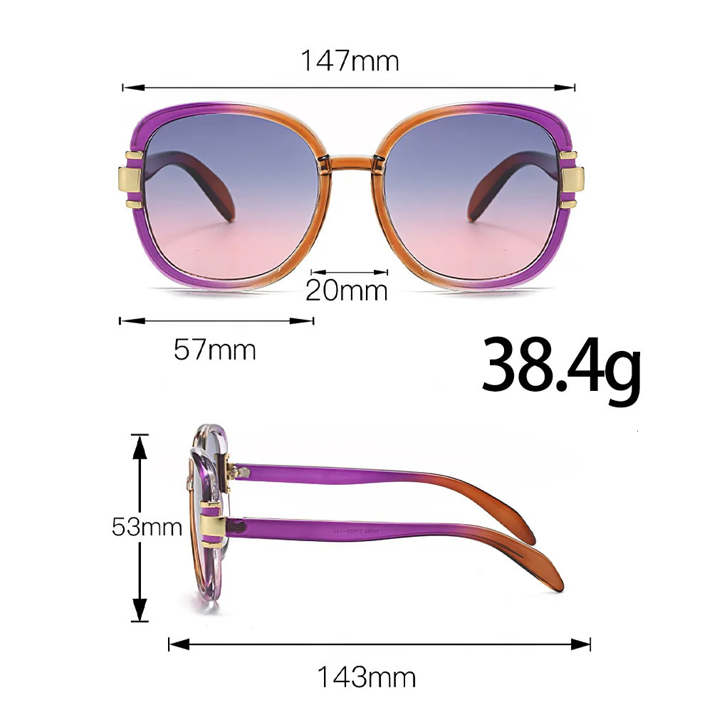 Womens Sunglasses Modern Fashion Purple Orange Gradient Decorative Glass Transparent Plastic Frame Metal 250410