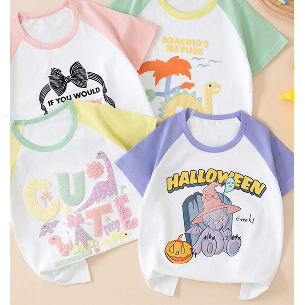 Ddmyshoesvip Boys Pure Cotton Short Sleeved T Shirt Summer New Korean Version Clothing Cartoon Printed Children S Baby Top