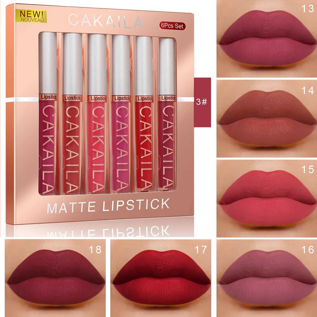 6-Color Liquid Matte Lipstick Set Velvet Matte Lip Gloss Kit Waterproof Moisturizer Easy To Wear Sexy Red Silky Lip Glaze MakeupT251110