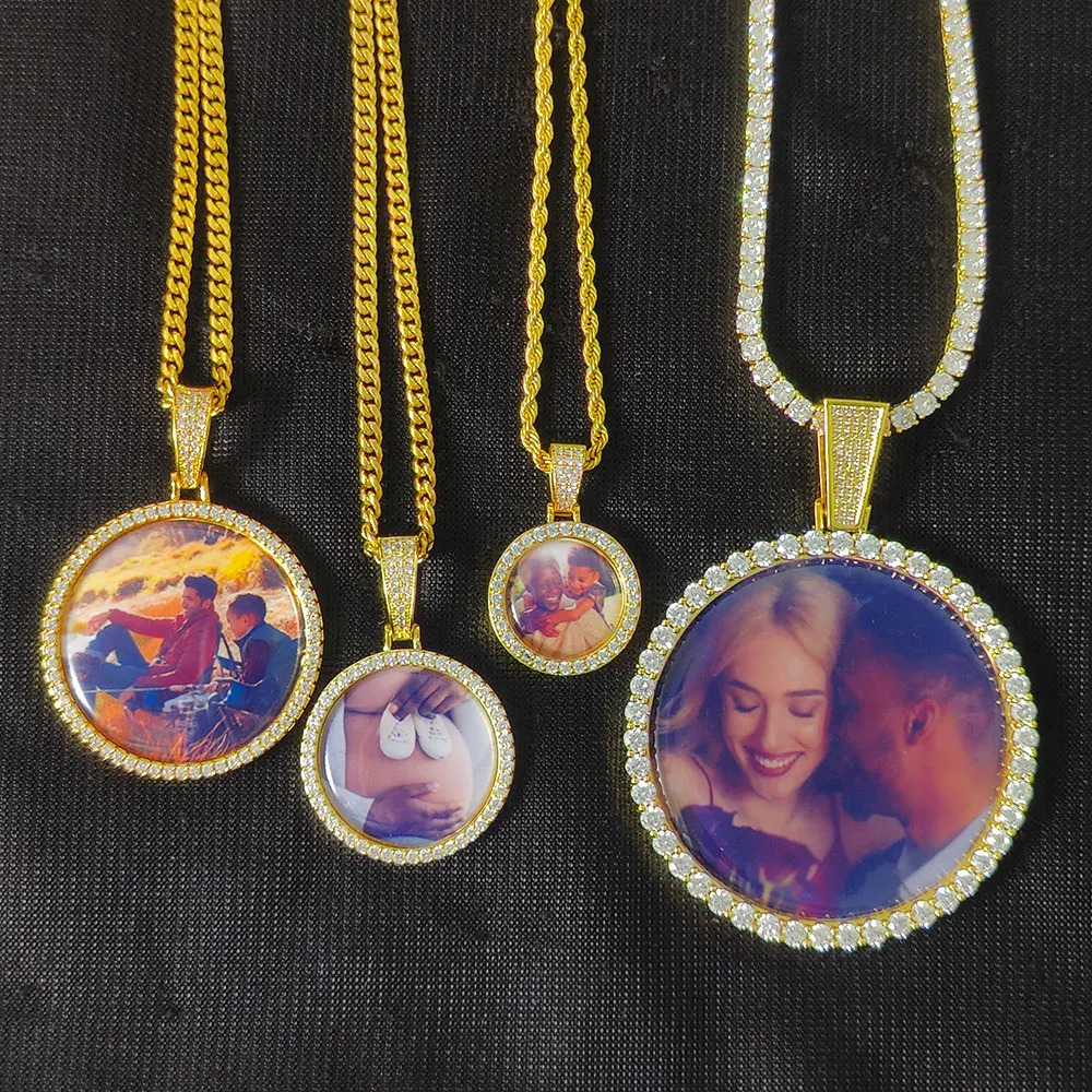 Free Laser Custom Po Necklace Men Women Personalized Jewelry Customized Any Picture Pendant 26354568.5mm Size Round Charm 250409