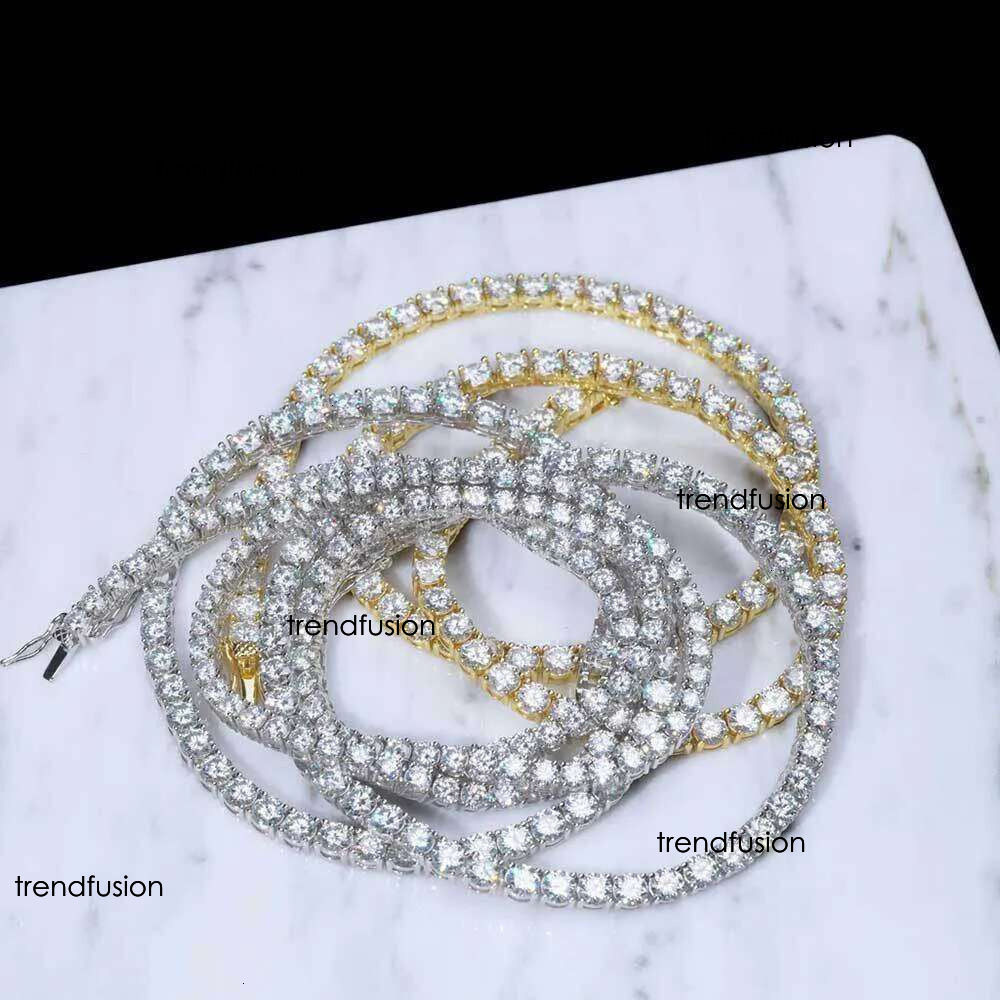 HipHop Jewelry ice out 3mm 4mm 5mm 6mm sterg sier VVS Moissanite Dia Tennis k Chain Bracelet Necklaces