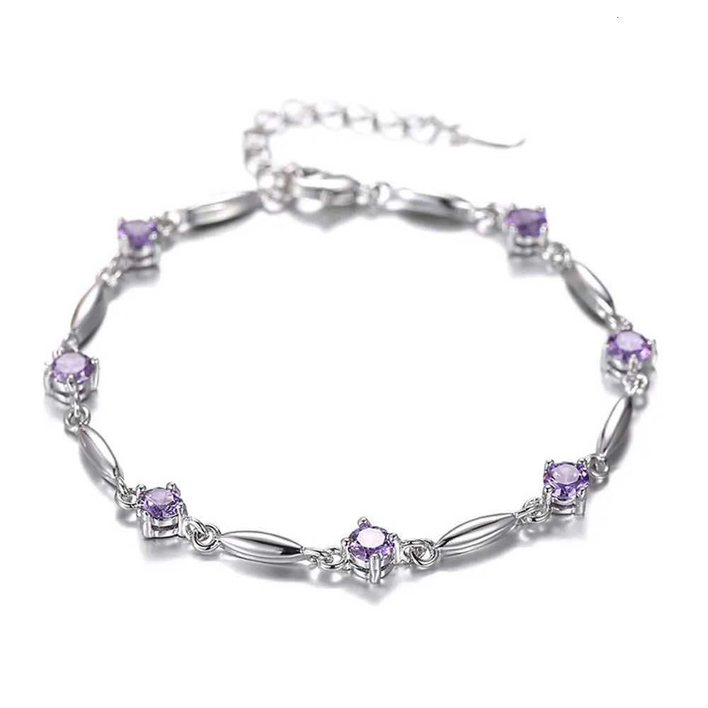 S925 Sterling Silver Bracelet Zircon Sweet Delicate Amethyst Bracelet Jewelry For Women Christmas GiftsT251110