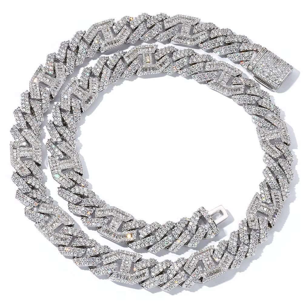 Hip Hop S925 Silver Moissanite Necklace Cross Border Custom Jewelry for Men Versatile Pig Nose Cuban Chain