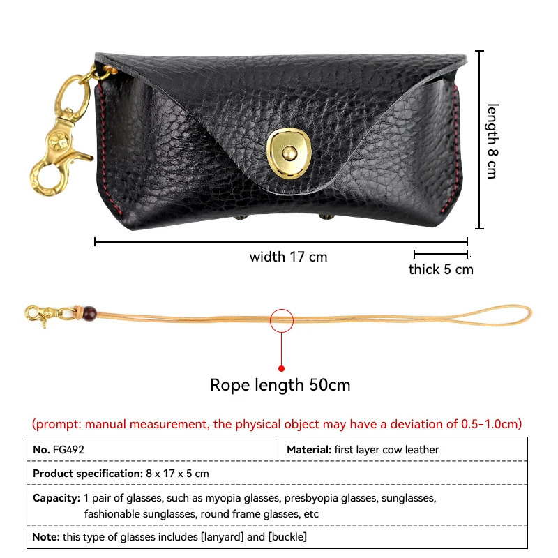 1 piece of retro leather glasses case thick leather sunglasses holder portable storage bag glasses pocket box 250409