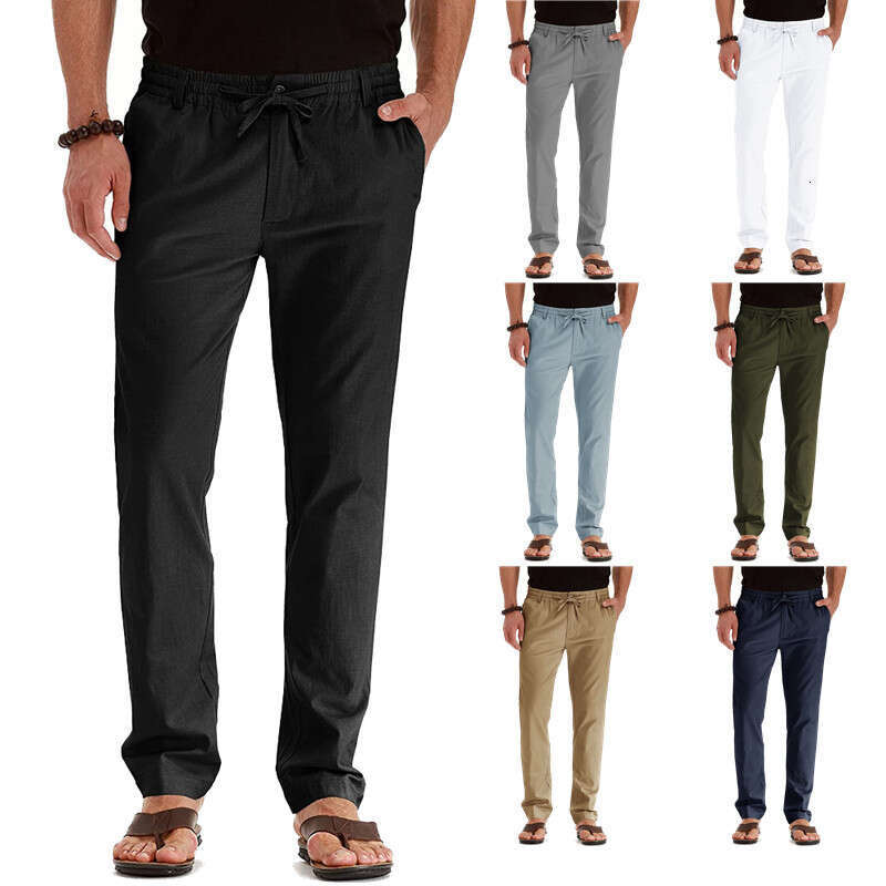 Foreign Trade European Business Casual Men's Pants Loose Fit Large Size Elastic Waist Cotton Versatile Solid Color Sweatpants for Men