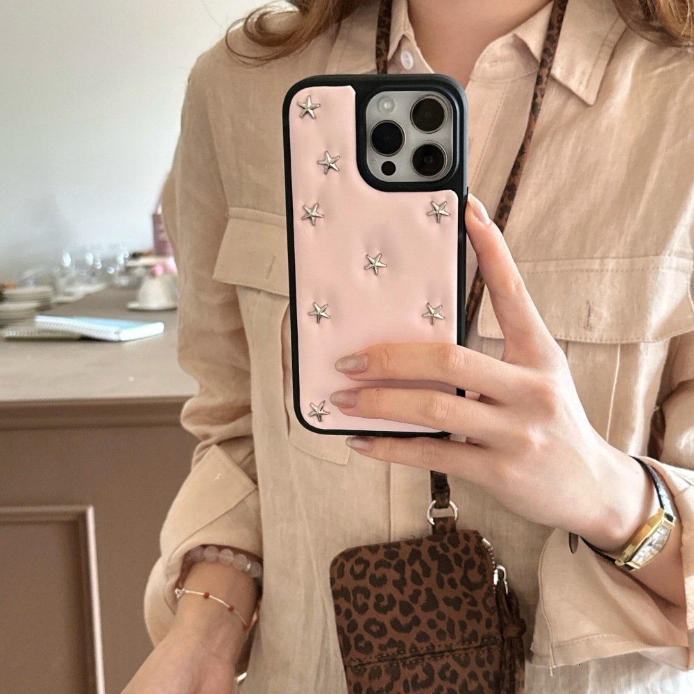Little Star Rivet Solid Color Phone Case Compatible with iPhone 17/16 Pro Personalized Shockproof iPhone 15/14P Full Coverage