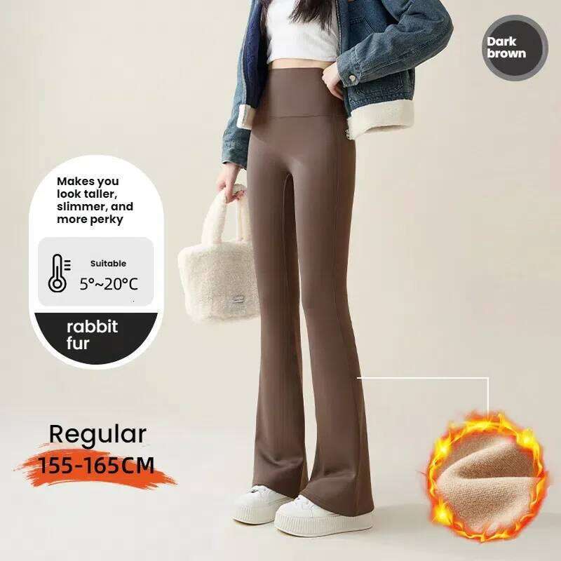 High Waist Flare Leggings Women Winter Fleece Lined Tummy Control Butt Lift Yoga Pants Stretchy Casual Bootcut Palazzo Trousers