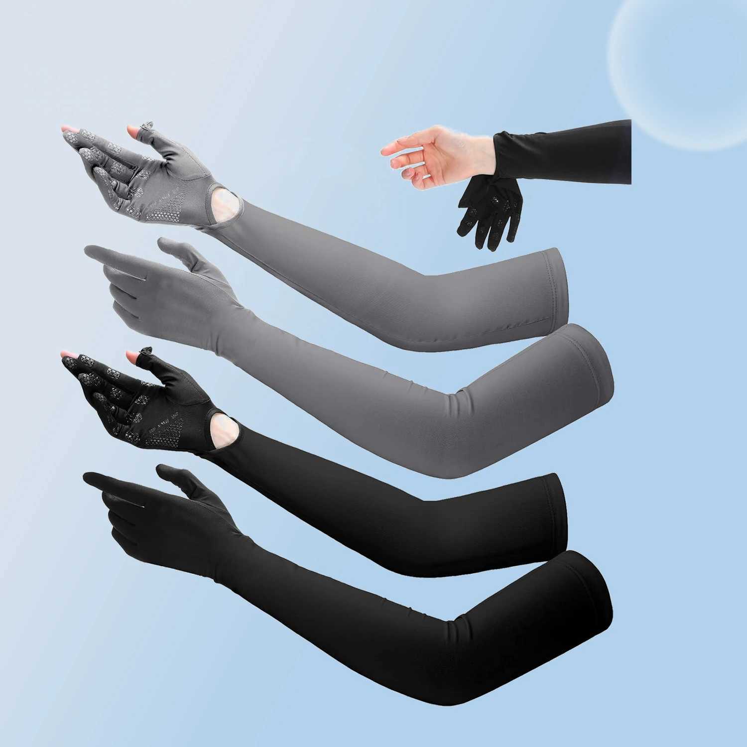 1/2/4 Pairs of UV-Resistant Sport Driving Outdoor Gloves with Full Finger Sleeves and Touchscreen Function for Long Gloves L251110
