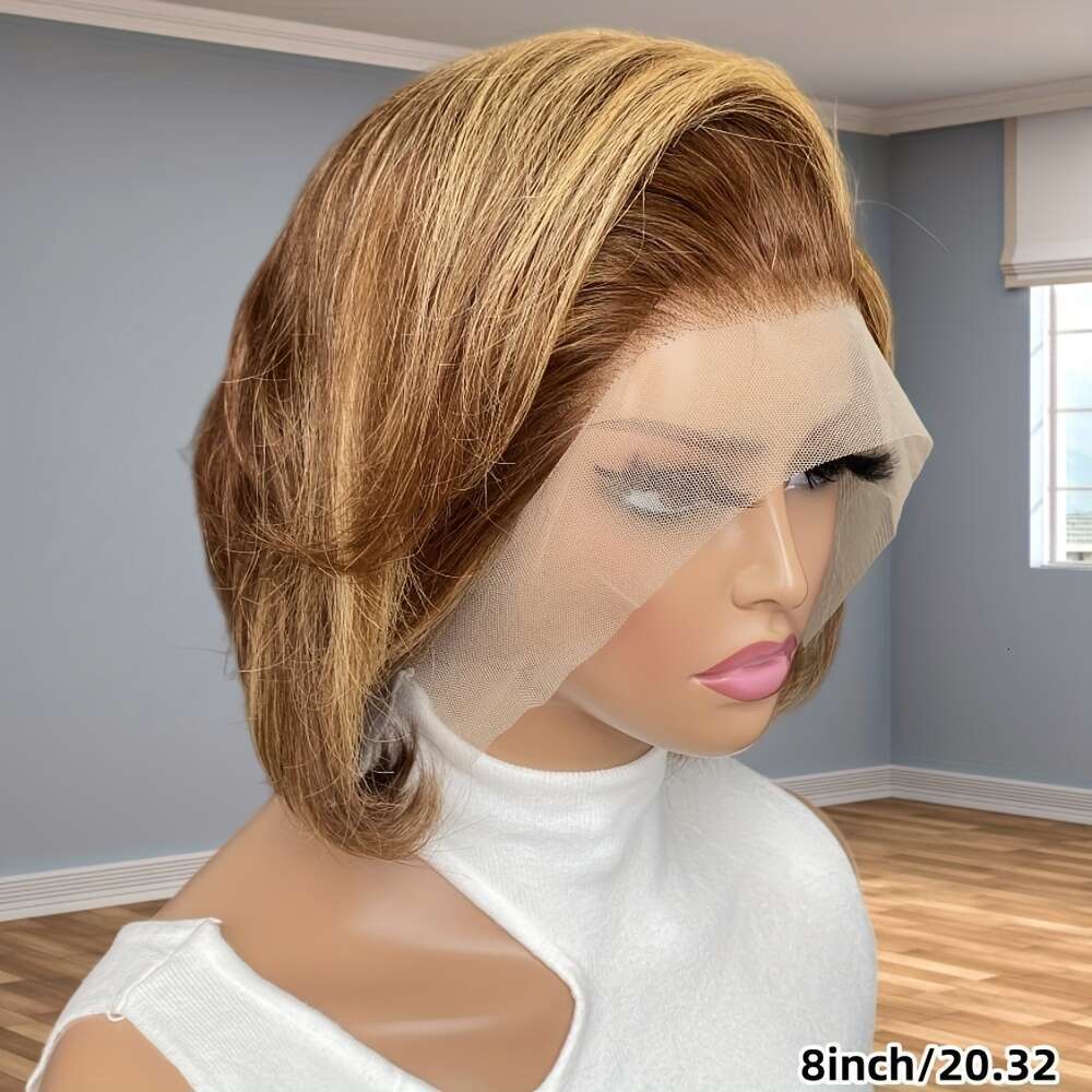 8 Inch Short Human Hair 13X4 Lace Front Wigs For Black Women Side Part Glueless Pre Plucked Frontal Bob Wig 180% Density