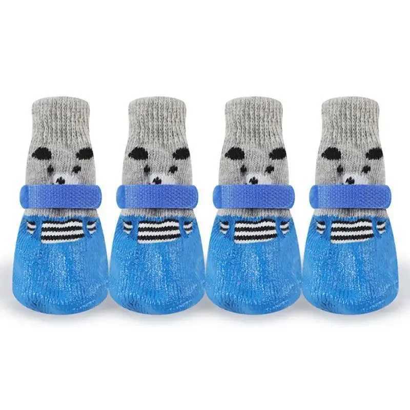 New Arrival 4 pieces/batch of winter warm dog socks anti slip rain boots waterproof dog Chihuahua dog shoes Z250408