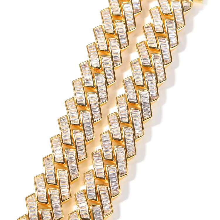 Classic Style Pass Diamond test 12mm Baguettes D Color Moissanite Cuban Link Chain for Daily Hip Hop Jewelry Necklace