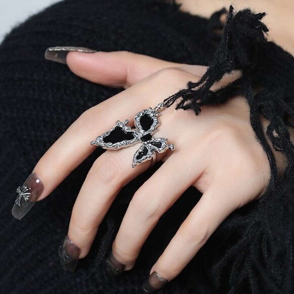 DHcollections Black Butterfly Open for Women New Chinese Style Simple High-end Index Finger Ring Niche Design Hand Jewelry Wholesale