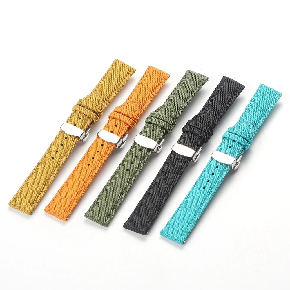 Quick Release Nylon Sailcloth Watch Strap 18mm 19mm 20mm 21mm 22mm 24mm Butterfly Buckle Band For Watchband 251107