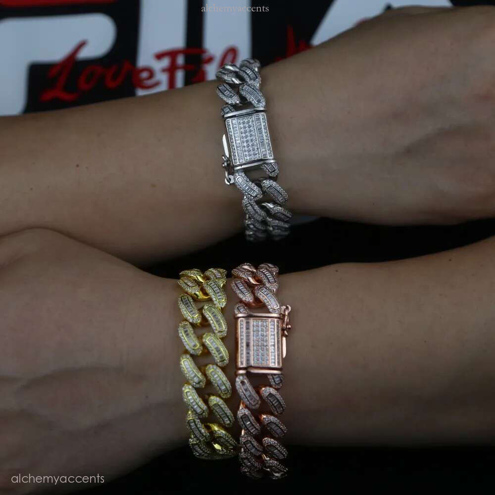 Elegant Gold-Plated Miami Cuban k Bracelet Featuring Sier VVS Moissanite Dias by Jasen