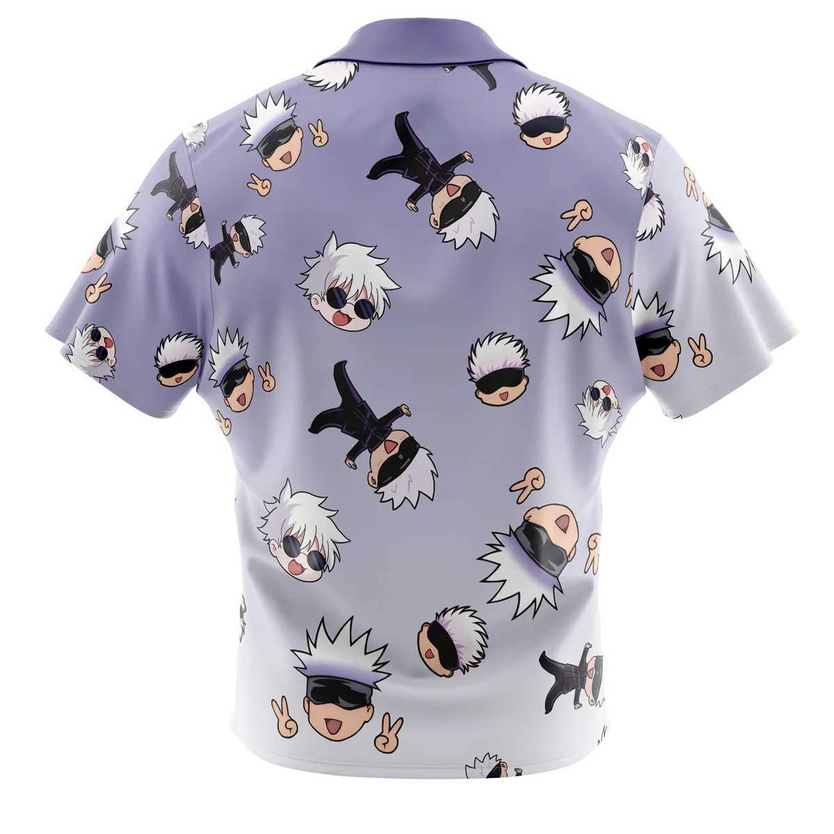 Gojo Satoru Pattern Jujutsu Kaisen Button Up Hawaiian Shirt Fashion Trend Breathable Loose Edition Casual Sports Summer Men X250410
