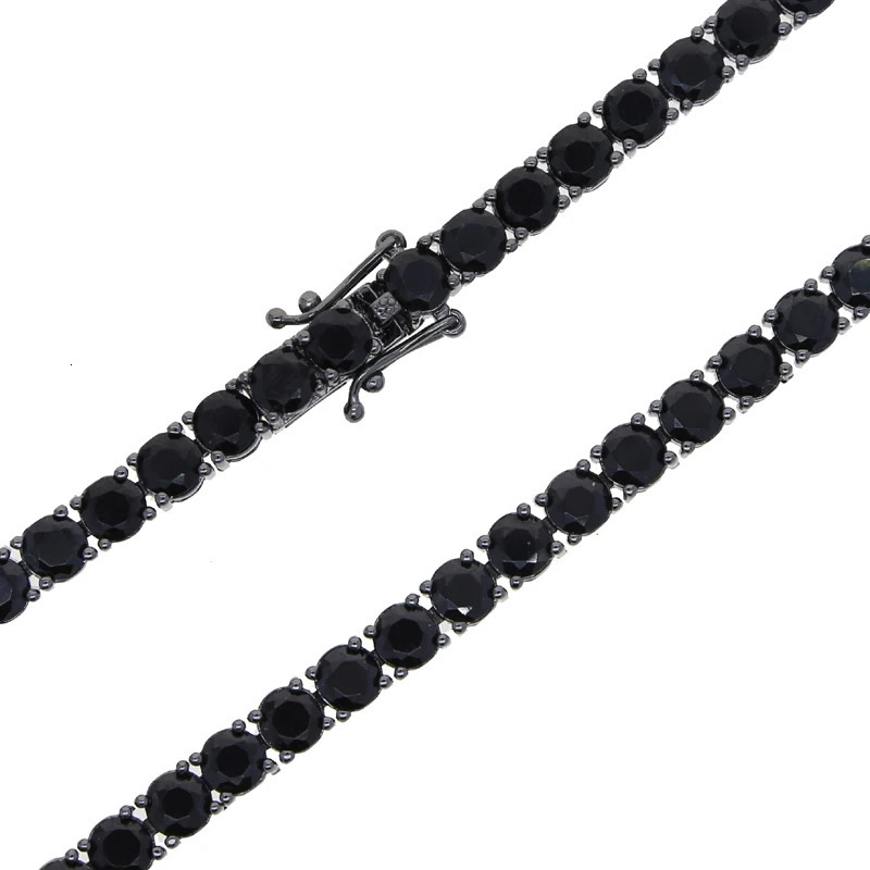 Iced Out Bling Cubic Zirconia Tennis Chain Bracelet 5mm Black Color Charm Bangle Hip Hop For Women Men Jewelry 250408