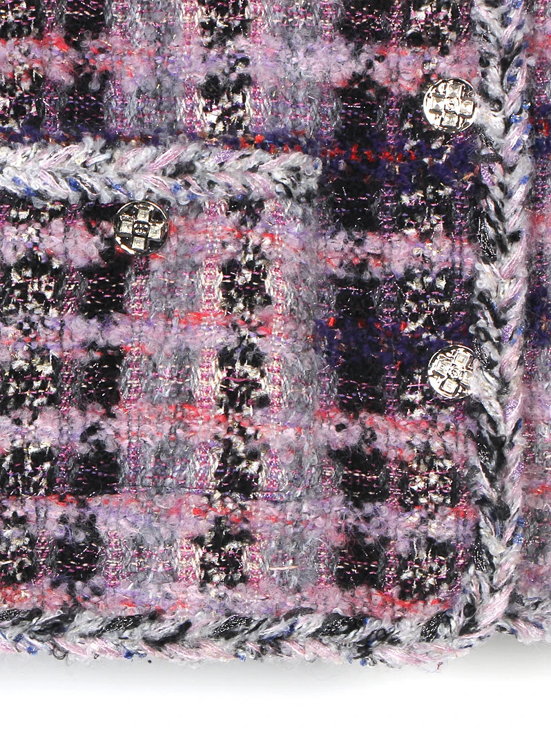 French elegant comfortable and atmospheric midlength purple mist wool mixed highend n tweed jacket 251110