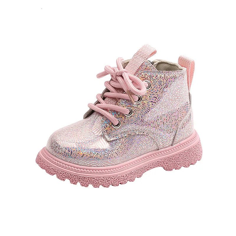 Kids Shoes Boots for Girl Spring Autumn Toddlers Leather Boots Fashion Glossy Childrens Platform Ankle Boots Side Zipper 251104